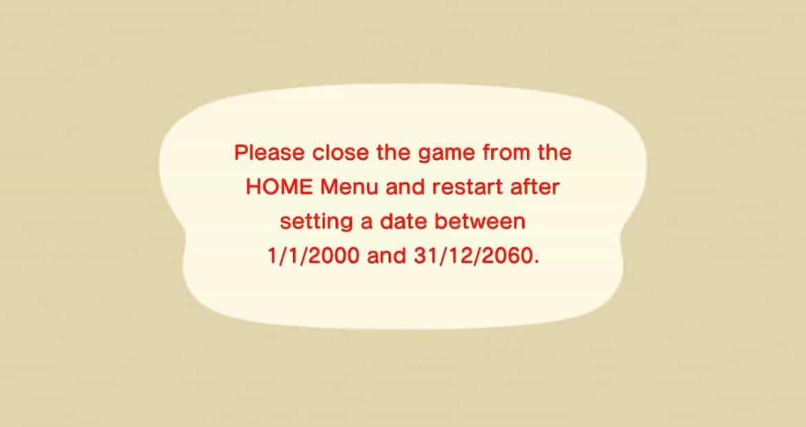截图显示《动物森友会》只能再玩39年 调至2061年便会停止工作