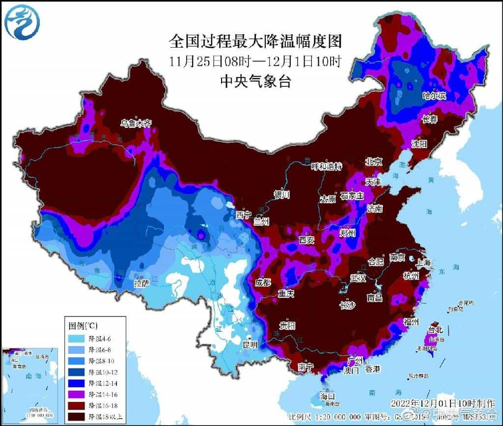 局地最大降温20℃，全国多地进入“速冻”模式